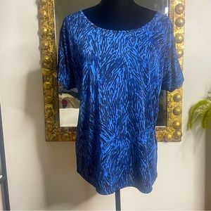 Women’s Jaclyn Smith Blue & Black Design Blouse Size Large